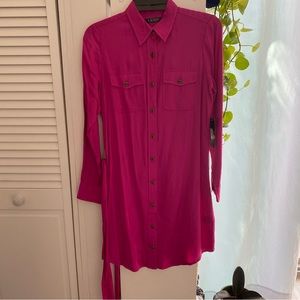 NWT Lauren Ralph Lauren Hot Pink Button Down Dress